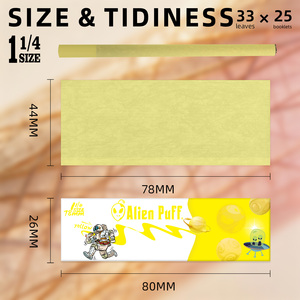 Papier à rouler Alien Puff 1 1/4 taille jaune, qualité supérieure, gomme arabique naturelle, combustion lente, écologique, 14g, végétalien, personnalisé - Product Image 3