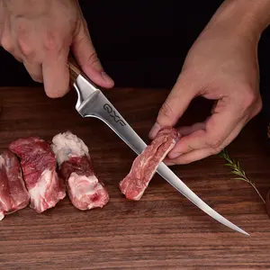 QXF Couteau à désosser en acier inoxydable allemand Offre Spéciale Couteaux à filet de pêche avec manche en bois de zèbre
