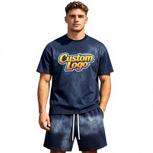 Men's Custom Logo T-Shirt Shorts <b>Set</b> Crew Neck Summer Casual Wear Sublimation Printed <b>Knitted</b> Polyester Breathable Street Style - Product Image 1
