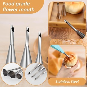 4Pcs Puff Pastry Piping Nozzle Set Stainless Steel Decorating Tips for Cake Cupcake <b>Cookie</b> Cream Icing Baking <b>Tools</b> for Baker - Product Image 5