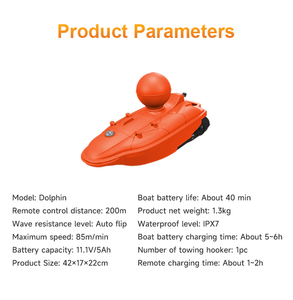 Boat Boat delfino barcaiolo Rc telecomandato 200m Radio 2.4Ghz esca amo da pesca rilasciato arancione fabbrica porcellana all'ingrosso nuovo 2025 - Product Image 3