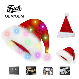 Chapeau de Père Noël 2026 Lumineux avec Petites Lumières Colorées Personnalisé Adulte Unisexe en Velours Confortable et Épais pour Fêtes du Nouvel An et Noël - Product Image 1