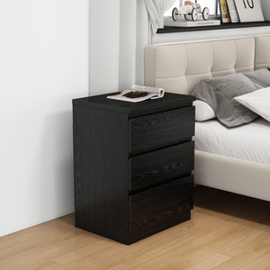 Black Nightstand 3 <b>Drawers</b> Thickened Top Plate Handle Free Design <b>Small</b> Side Table for Bedroom Storage - Product Image 1