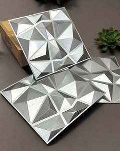 Tấm ốp tường PVC cách nhiệt màu đen kim cương bề mặt 50x50 cm bán chạy, thiết kế trang trí 3D - Product Image 6