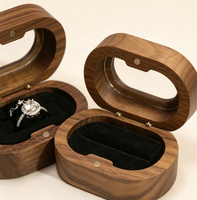 Boîte d'emballage pour bijoux en bois de noyer massif, boîte cadeau en bois pour boucles d'oreilles et bagues, pour le rangement et l'emballage de bijoux