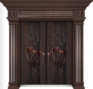 Portes doubles en métal pour l'extérieur, portes d'entrée principales en acier pour villa, designs avec cadre noir - Product Image 6