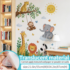 Autocollant mural animaux <span class=keywords><strong>de</strong></span> <span class=keywords><strong>la</strong></span> jungle, <span class=keywords><strong>décoration</strong></span> éducative pour enfants, autocollant amovible en PVC imperméable pour salle <span class=keywords><strong>de</strong></span> <span class=keywords><strong>classe</strong></span>, crèche, salle <span class=keywords><strong>de</strong></span> jeux - Product Image 5