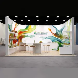 Custom Exhibition Booth Trade Show Booth Conference Exhibits Curved Stretch Fabric Backdrop Displays Walls