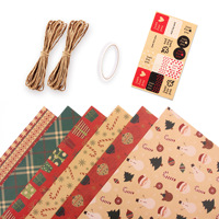 Papier d'emballage vintage de Noël personnalisé, rouleau de papier kraft, feuilles de papier de soie pour cadeaux, emballage de fleurs