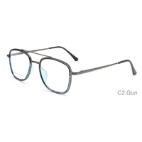 Venta caliente diseñador marco cuadrado Metal gafas ópticas doble puente oro plata directo de fábrica al por mayor