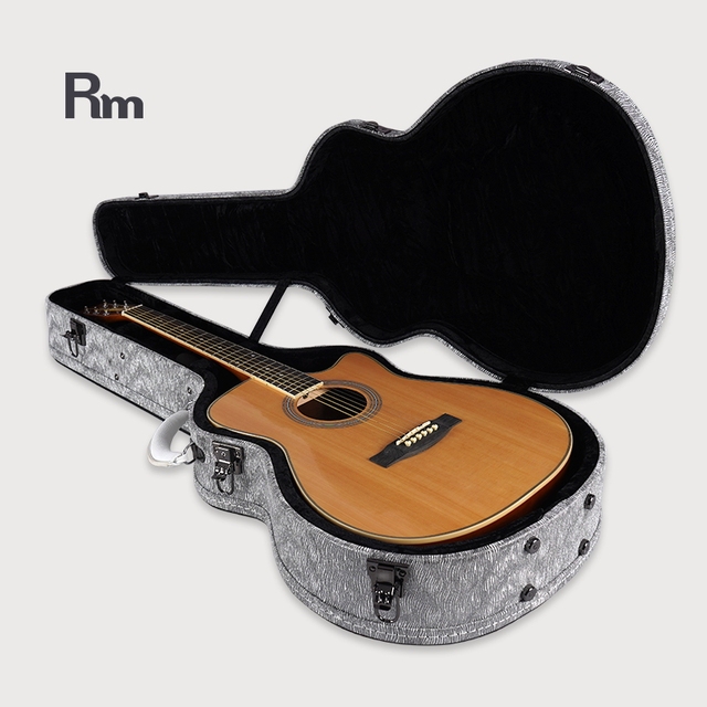 WC90-W5 Rm Leather Dreadnought Acoustic Guitar Case Jumbo 41inch with Key Lock Black