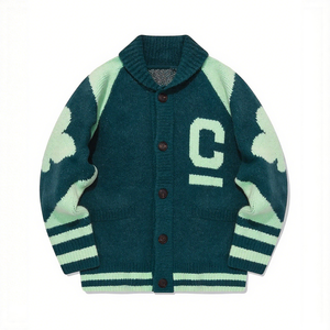 Tùy Chỉnh OEM Biểu Tượng Thiết Kế Đồng Phục Học Cardigan Áo Len Người Đàn Ông Dệt Kim Thư Varsity Len Dệt Kim Người Đàn Ông Của Cardigan Áo Len - Product Image 2