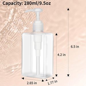 Flacon de shampooing en plastique PETG de luxe carré de 200 ml et 300 ml avec pompe blanche pour lotion corporelle, gel douche, après-shampoing, emballage cosmétique - Product Image 2
