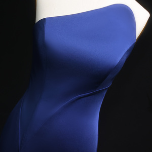 Sharon Said SF214 Elegante <span class=keywords><strong>Vestido</strong></span> de Noche <span class=keywords><strong>Azul</strong></span> <span class=keywords><strong>Oscuro</strong></span> Estilo Sirena, Simple, Sin Mangas, <span class=keywords><strong>para</strong></span> Mujer, <span class=keywords><strong>para</strong></span> Bodas y Fiestas - Product Image 3