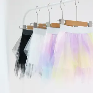 Saia tutu infantil de alta qualidade com camada de babado forro de algodão saia plissada de tule para meninas saia tutu preta e branca