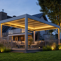 Pergola Bioclimatique Motorisée en Aluminium Thermolaqué pour Balcon, Tailles Personnalisées 10x10, 13x10, 13x13, 20x13