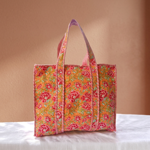 Bolso Tote de Algodón Acolchado con Estampado Floral, Estilo Boho, con Cierre de Cremallera, para Mujer, Verano, Playa - Product Image 3