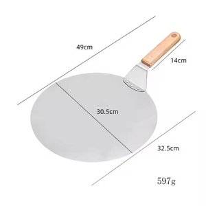 <span class=keywords><strong>Pelle</strong></span> à <span class=keywords><strong>pizza</strong></span> ronde de 12 pouces en acier inoxydable avec manche en <span class=keywords><strong>bois</strong></span> pour four à <span class=keywords><strong>pizza</strong></span> - Product Image 2