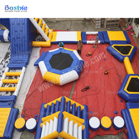 Parc aquatique gonflable personnalisé, parcours d'obstacles flottant sur l'eau avec toboggan trampoline pour divertissements aquatiques en plein air