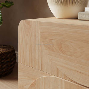 Table de <span class=keywords><strong>chevet</strong></span> moderne minimaliste en bois Nordica, chêne clair, 2 tiroirs, style <span class=keywords><strong>scandinave</strong></span>, pour chambre à coucher, lot de 2 - Product Image 4