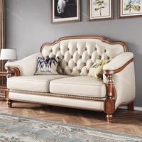 Ensemble de canapés en cuir européen pour appartement, hôtel, villa, petit espace de vie, 1+2+3 places, complet, en bois massif, luxe, minimaliste, sectionnel