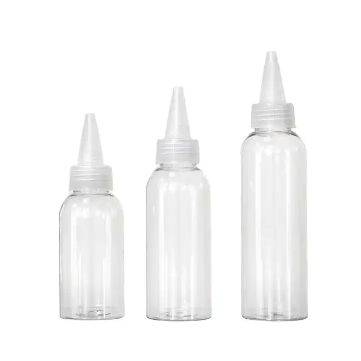 100 ml 100 ml petite bouteille en plastique transparent avec la longue  buse