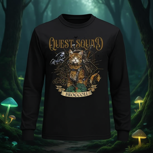 Camiseta de manga larga Quest Squad Broccoli Cat con diseño de fantasía - Product Image 3