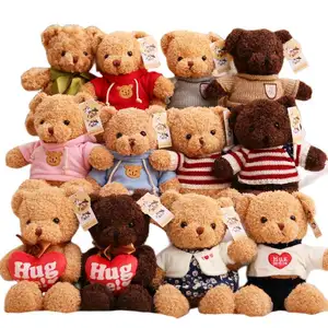 Prix bas en gros personnalisé mignon pull et sweat à capuche ours en peluche animaux enfants jouets en peluche cadeaux pas cher