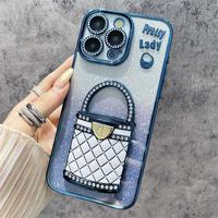 Nouvel arrivage Coque de téléphone avec support de miroir de maquillage caché pour Huawei P70 pro Strass incrustés TPU souple pour femmes