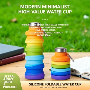Nueva Botella de Agua Deportiva Plegable de Silicona, 500 ml, Reutilizable, Libre de BPA, Extensible, con Tapa Abatible, Unisex, para Uso en Exteriores - Product Image 1