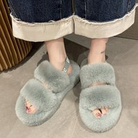 Vente en gros de pantoufles simples pour femmes pantoufles à bout ouvert pantoufles en fausse fourrure de créateur