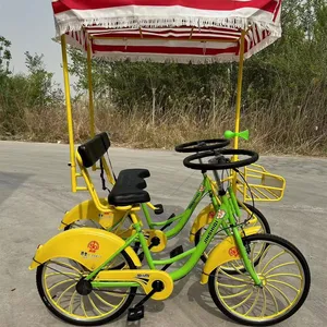 Hochwertiger Stahlrahmen nebeneinander Tandem zwei Sitze Quadri cycle Menschen reisen City Bike Fahrrad