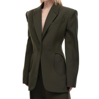 2025 nouvelle mode femmes évider conception Blazer coupe ajustée taille ceinture élégant bureau veste printemps automne costume d'affaires