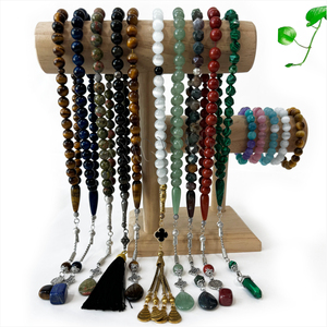 Chapelet Musulman Tasbih en Jade Naturel de Haute Qualité, 33 Perles, 100 % Véritable Pierre Naturelle, Cadeau Islamique Misbaha - Product Image 6