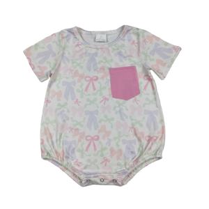 Conjunto de Ropa para Bebé Niña, Modelo SR3731 RTS, con Estampado de Lazos Coloridos, Mameluco de Manga Corta, Mono, Conjunto de Dormir - Product Image 1