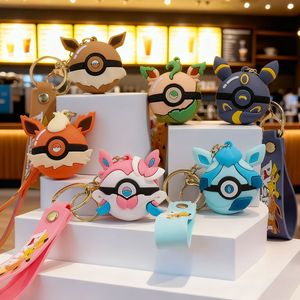 Vente en gros de porte-clés en caoutchouc 3D Anime <span class=keywords><strong>Pokemon</strong></span> Ball PVC, pendentif de dessin animé Pikachu Gengar Charmander Eevee, porte-clés en silicone Pokem - Product Image 1