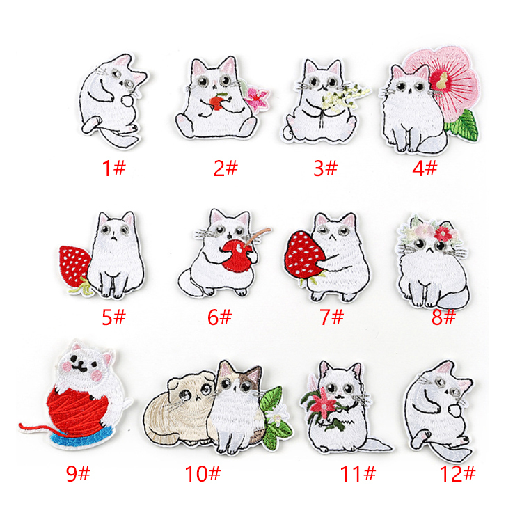 Yiwu wintop милые Мультяшные белые цветные разные формы утюжок на вышивке кошки нашивки для одежды сумки