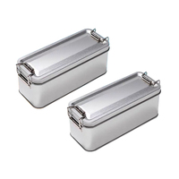 Custom Rechthoekige Metalen Blikken Lunch/Bento Box Container Set Handgemaakt Fruit Groenten Bedrukt Ontwerpen Merk Custom