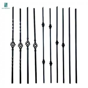 1/2" Powder Coated Single Rectangle Wrought Iron Square Indoor Balusters Metal Spindles For Indoor Decoration