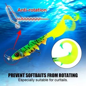 Spinpoler Pike Stinger Rig avec lest amovible, leurre nageur à queue bouclée, spirale, hameçon triple robuste en acier à haute teneur en carbone - Product Image 3