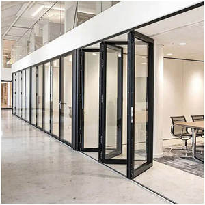 Puerta plegable de Metal plegable de estilo moderno de alta calidad, puertas de ventanas corredizas de aluminio impermeables, Red de pantalla de fibra de vidrio terminada - Product Image 5