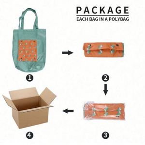 Sac de courses pliable en polyester imperméable à imprimé dessin animé mignon pour femmes, sac fourre-tout long et durable, vente en gros - Product Image 6