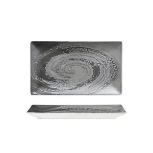 Assiette rectangulaire M1934 Vortice Grigio, impression numérique, 25 x 15 cm, fournitures de restaurant, vaisselle de traiteur, vente en gros - Product Image 1