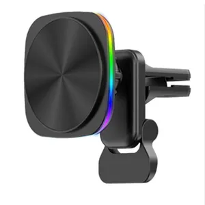 Hot Sale RGB Light Air Vent Magnet Car Phone Holder 15w Wireless Car Charger Cellphone Holder