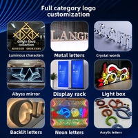 Enseigne lumineuse LED 3D personnalisée de luxe pour entreprise, lettres illuminées en acier inoxydable doré pour l'image de marque murale intérieure