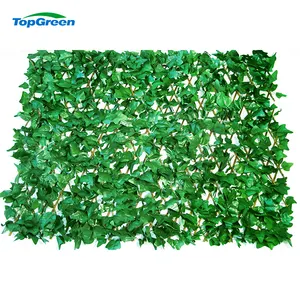 Extendable Artificial Hedge Fence Real Wicker Plastic Leaves Artificial Plants