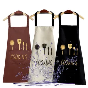 With Logo European Hot Sell PVC Multi Color Black White Coffee Cooking Kitchen Apron Aprons Waterproof For Kitchen Cook Use