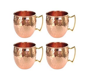 Tasses à Moscow Mule en cuivre pur, faites à la main, ensemble de mugs à bière en cuivre massif pour bars, fêtes et usage ayurvédique - Product Image 4