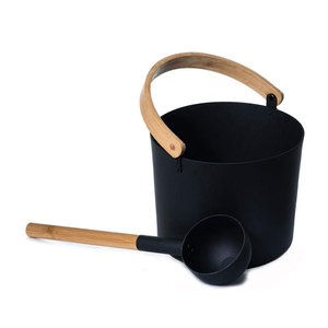 5L Sang Trọng Phần Lan Tắm Hơi Nhôm Xô Với Tay Cầm Dài Bằng Gỗ Xử Lý Spoon Set Phù Hợp Với Múc Tắm Hơi Thùng - Product Image 1