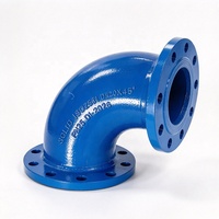 Fer ductile d'usine 45 °   Coude à double bride PN25 GOST ISO2531 avec revêtement époxy bleu pour la construction de pipelines d'eau potable en Russie